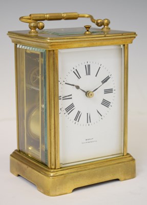 Lot 516 - Richard & Cie - Brass dial repeater carriage clock, retailed by Bishop of Bournemouth