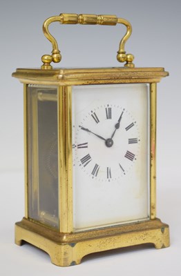 Lot 520 - Early 20th century French brass carriage timepiece