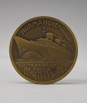 Lot 183 - S.S. Normandie bronze medallion