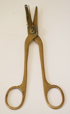 Lot 239 - Pair of Victorian gilt metal Williams Patent flower pruning scissors