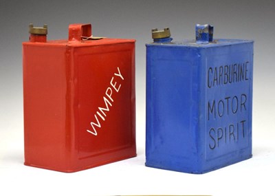 Lot 698 - Motoring Interest - Two vintage petrol cans comprising; Carburine Motor Spirit & Wimpey
