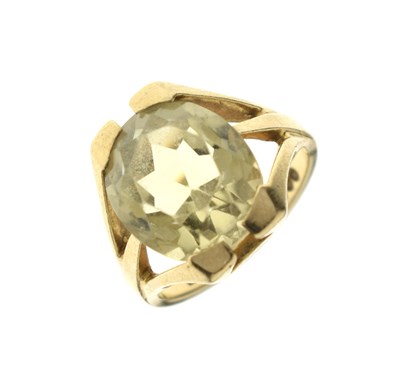 Lot 33 - 9ct gold citrine dress ring