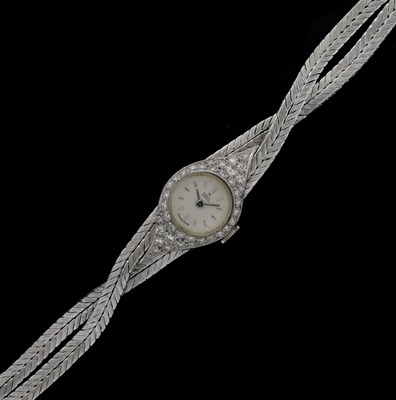 Lot Ebel - Lady's white metal (585) and diamond set dress watch