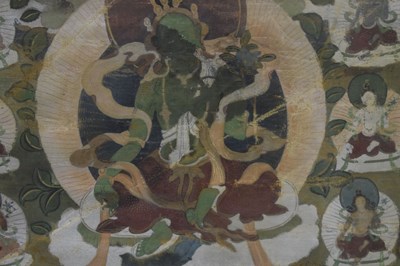 Lot Small Tibetan thangka of Green Tara