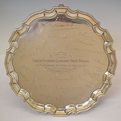 Lot 150 - George V silver salver with pie-crust border