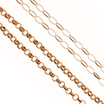 Lot 92 - Lightweight 9ct gold belcher link chain