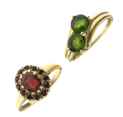 Lot 29 - Two 9ct gold semi-precious dress rings