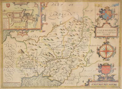 Lot 422 - John Speed / Speede (1552-1629) - 17th century engraved county map 'Caermarden'