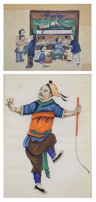 Lot 354 - Two Chinese watercolours on pith papers