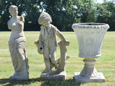 Lot 552 - Composition stone garden statue of a maiden