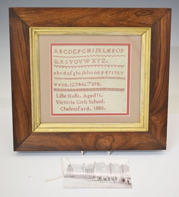 Lot 237 - Late Victorian needlework sampler by Lillie Walls, Aged 11, Victoria Girls School