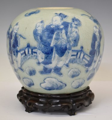 Lot 347 - Chinese celadon ground porcelain ginger jar