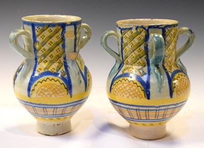 Lot 352 - Pair of Continental faience or maiolica vases