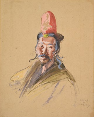 Lot 431 - Mildred N. Heanly (Exh.1900-34) - Watercolour on card - Portrait of a Chinese gentleman