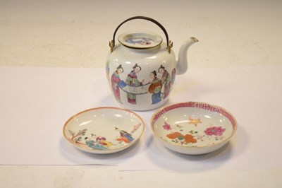Lot 340 - Chinese Canton famille rose teapot or wine pot, etc.