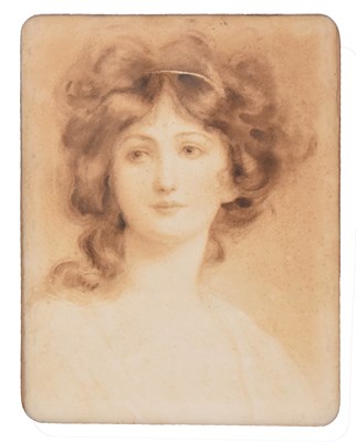 Lot 614 - English School, circa 1900 - Sepia monochrome watercolour study of a lady