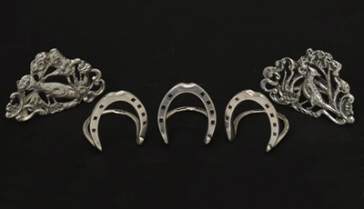 Lot Five late Victorian silver novelty menu holders