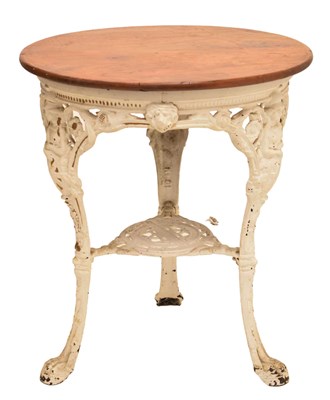 Lot 542 - White-painted cast-iron ‘Britannia’ type pub table