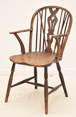 Lot 528 - Late Victorian ash, elm and fruitwood low hoop back Windsor chair