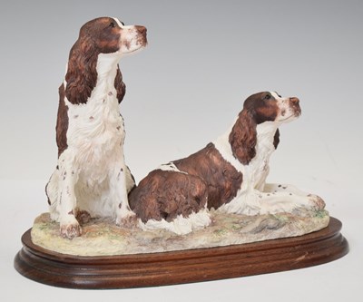 Lot 202 - Border Fine Arts resin group - 'Pair of E.S. Spaniels, (Liver and White)'