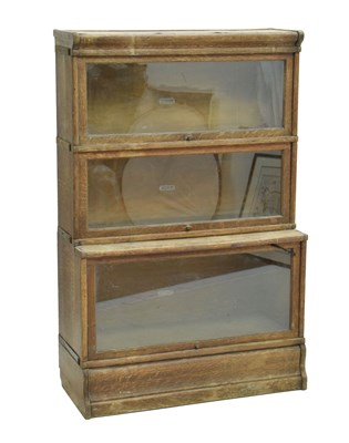 Lot 531 - Globe Wernicke oak three-section modular bookcase