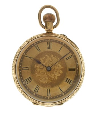 Lot 127 - Early 20th century 18K yellow metal open-face pocket watch