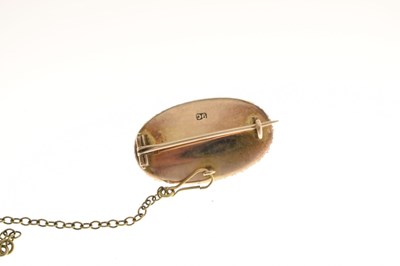 Lot 57 - Victorian blue guilloche enamel and seed pearl brooch