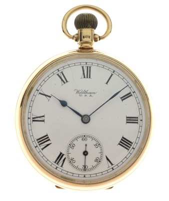 Lot 128 - George V 9ct gold Waltham open-face pocket watch