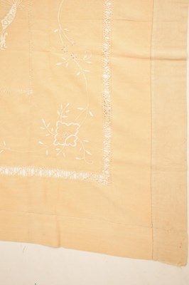 Lot 356 - Pair of Chinese raw silk and dragon embroidered bedspreads