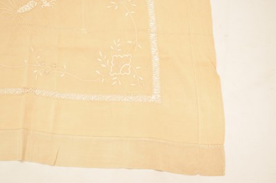 Lot 356 - Pair of Chinese raw silk and dragon embroidered bedspreads