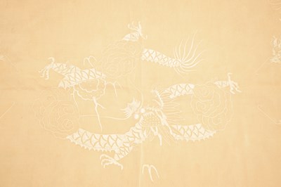 Lot 356 - Pair of Chinese raw silk and dragon embroidered bedspreads