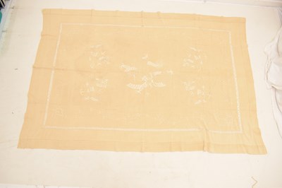 Lot 356 - Pair of Chinese raw silk and dragon embroidered bedspreads