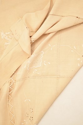 Lot 356 - Pair of Chinese raw silk and dragon embroidered bedspreads