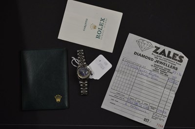 Lot 120 - Rolex - Lady's Oyster Perpetual Date stainless steel bracelet watch, ref.6900