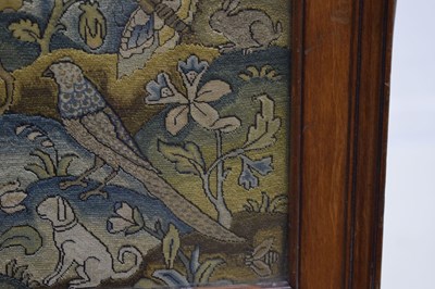 Lot 173 - English mid 17th century embroidered panel, 'Orpheus Charming the Animals'