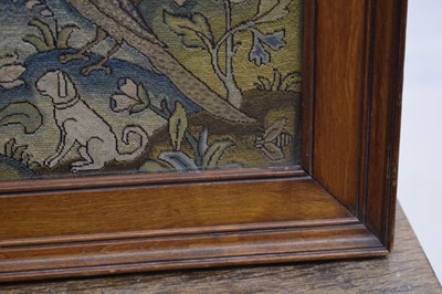 Lot 173 - English mid 17th century embroidered panel, 'Orpheus Charming the Animals'