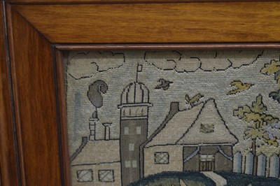 Lot 173 - English mid 17th century embroidered panel, 'Orpheus Charming the Animals'