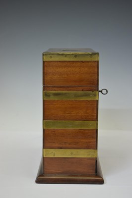 Lot 224 - 19th century mahogany and brass bound table top apothecary cabinet