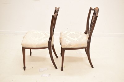 Lot 537 - Set of five late Victorian inlaid chairs with plaque 'Blyth & Sons Manufacturer Chiswell St. London'
