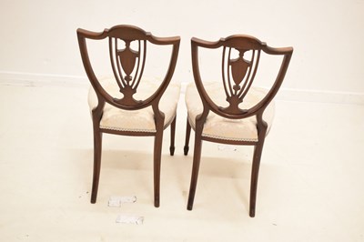 Lot 537 - Set of five late Victorian inlaid chairs with plaque 'Blyth & Sons Manufacturer Chiswell St. London'