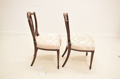 Lot 537 - Set of five late Victorian inlaid chairs with plaque 'Blyth & Sons Manufacturer Chiswell St. London'