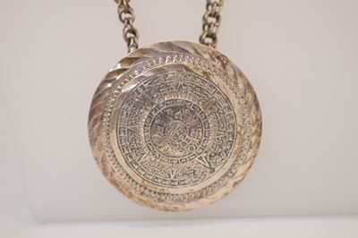 Lot 81 - Mexico white metal 'Aztec sun stone' pendant brooch