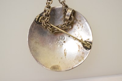 Lot 81 - Mexico white metal 'Aztec sun stone' pendant brooch