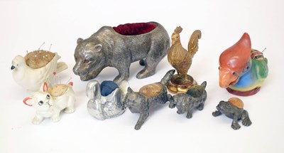 Lot 193 - Collection of base metal animal pin cushions