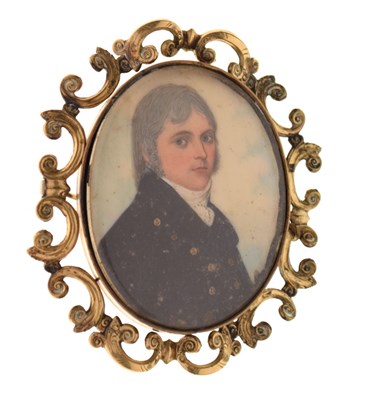 Lot 241 - Mid 19th Century oval miniature portrait of a gentleman