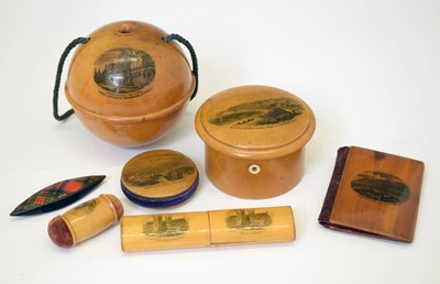 Lot 228 - Collection of sewing related Mauchline ware