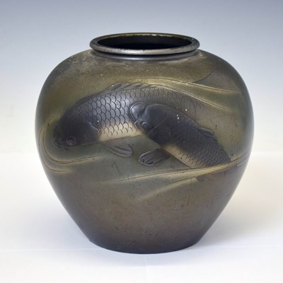 Lot 363 - Japanese patinated carp vase