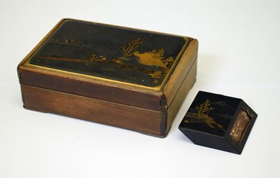 Lot Abe Shoten, Nagasaki - Japanese damascened cigarette box and match case (2)