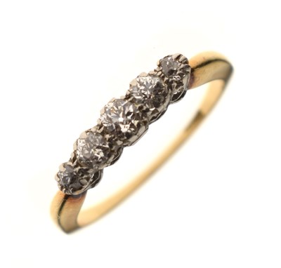 Lot 12 - Diamond five-stone half eternity ring, stamped 18ct