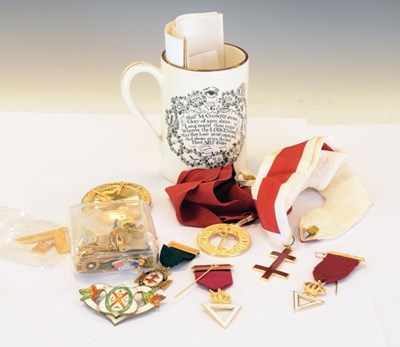 Lot 247 - Quantity of Masonic Regalia, together with a  Masonic mug, cufflinks etc